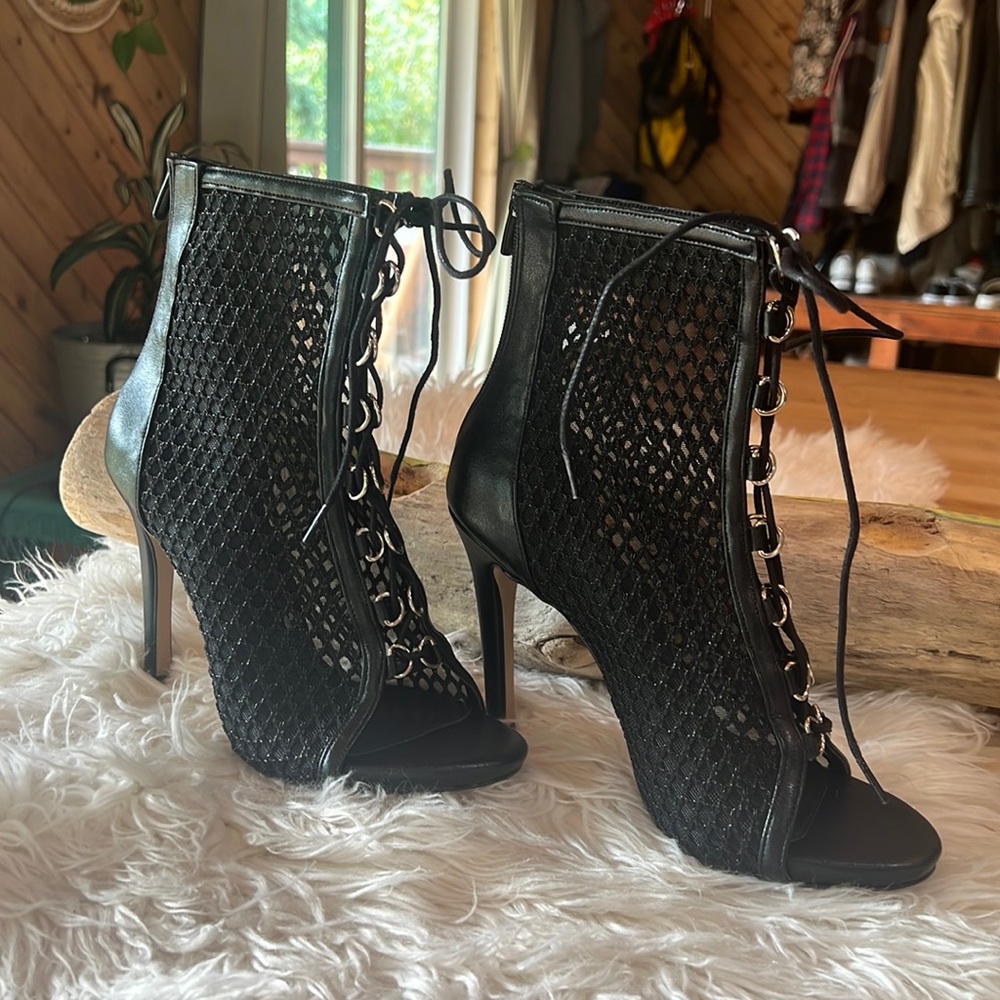 Fishnet style heels